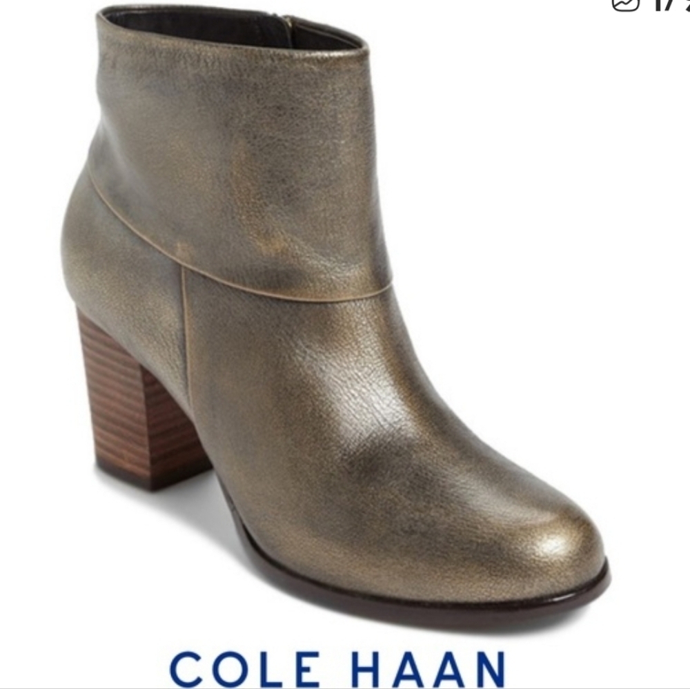New Cole Haan Nike Air Cassidy Comfortable Bronze Ankle Boots - Picture 3 of 9